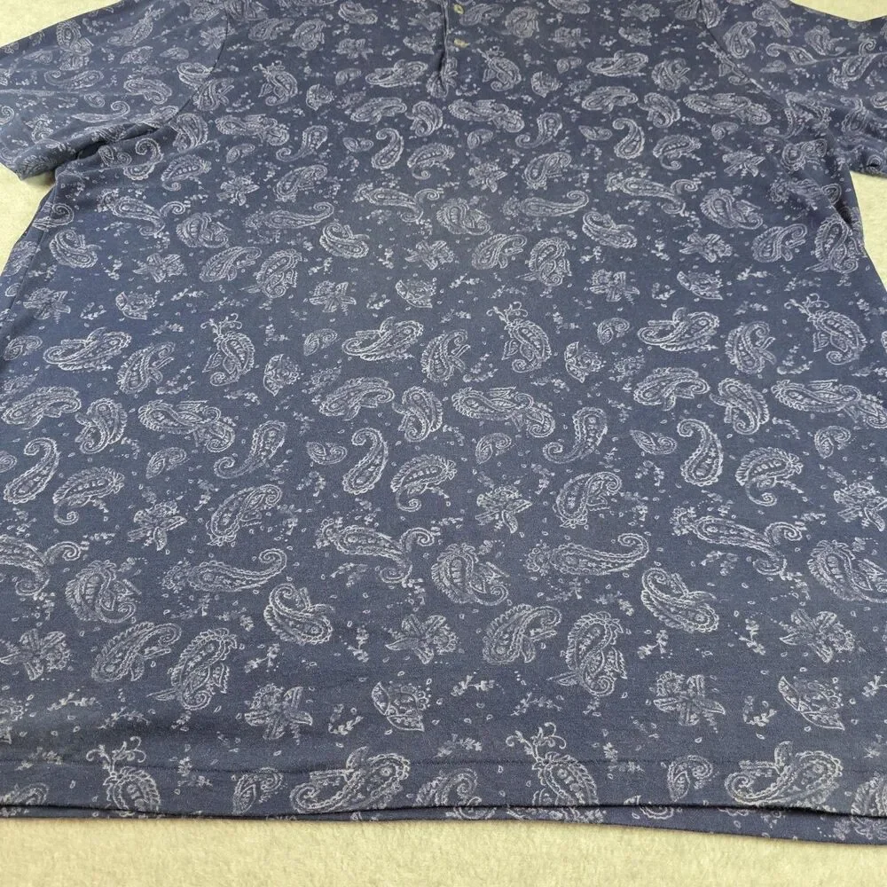 Polo Ralph Lauren Men's Polo Shirt XL Navy Paisley Bandana Print Cotton
